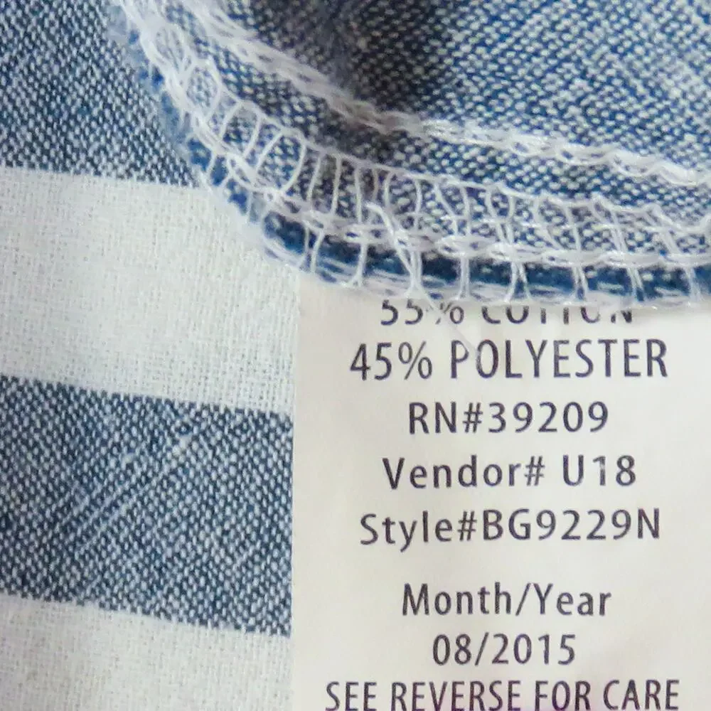 Urban Outfitters Burnside Retro Blue and White Striped Button Down Shirt Large